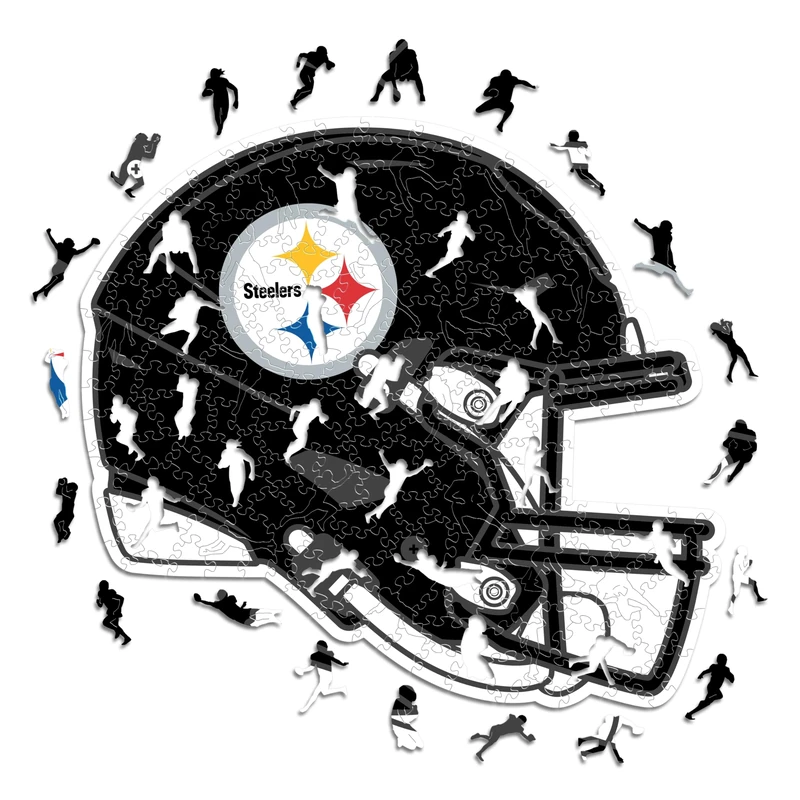 Iconic Puzzles - Pittsburgh Steelers Helmet, Wooden Puzzle officially licensed NFL, 100% sustainable, Gift for Adults and Children, size M, 270 Pcs