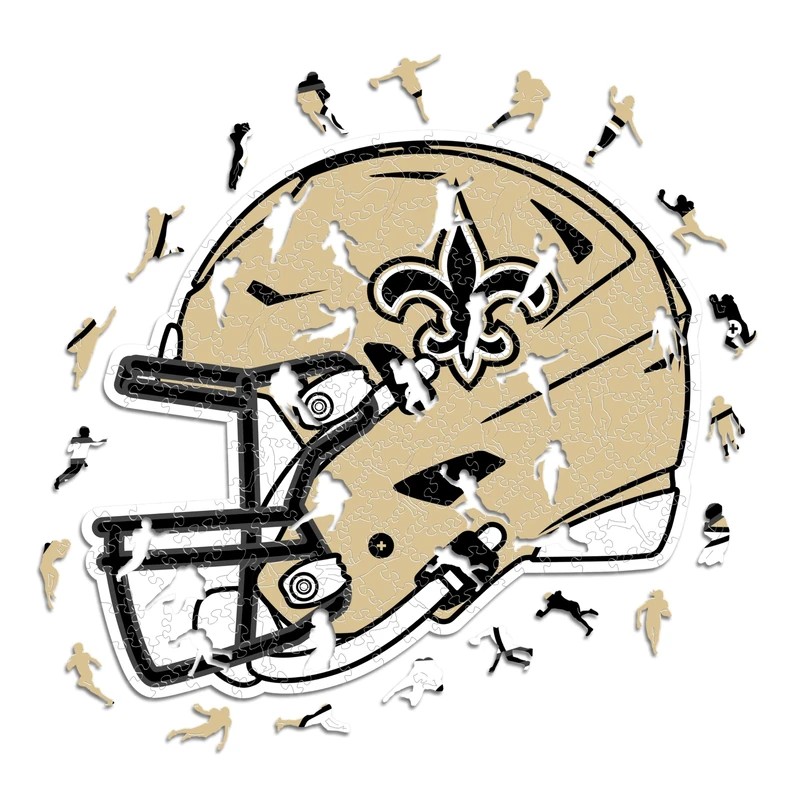 Iconic Puzzles - New Orleans Saints Helmet, Wooden Puzzle officially licensed NFL, 100% sustainable, Gift for Adults and Children, size M, 270 Pcs