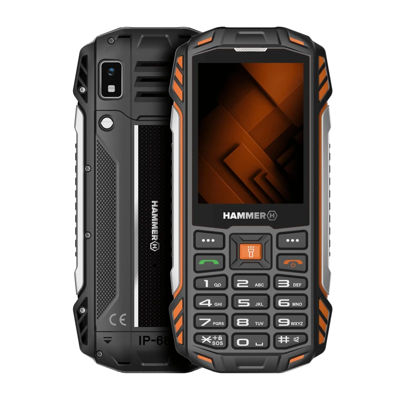Hammer H Forge Power Plus LTE Outdoor Mobile Phone, Unlocked, Push-Button, 128 MB, 4000 mAh, 2.8" IPS Display, Flashlight, IP68, FM Radio, 3.5 mm, 2 MP Camera, USB-C Port, Dual SIM