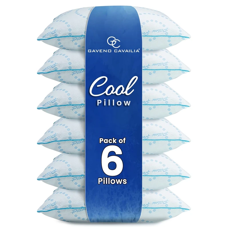 GC GAVENO CAVAILIA Luxury Orthopaedic Memory Foam Pillows (6 Pack) - Soft, Anti-Allergy Firm Neck, Shoulder & Back Support - Long Lasting Hotel Quality & Cool Pillow Washable Cover 45x70 cm