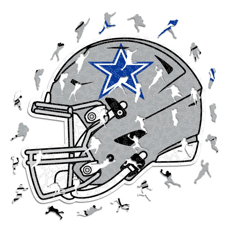 Iconic Puzzles - Dallas Cowboys Helmet, Wooden Puzzle officially licensed NFL, 100% sustainable, Gift for Adults and Children, size M, 270 Pcs