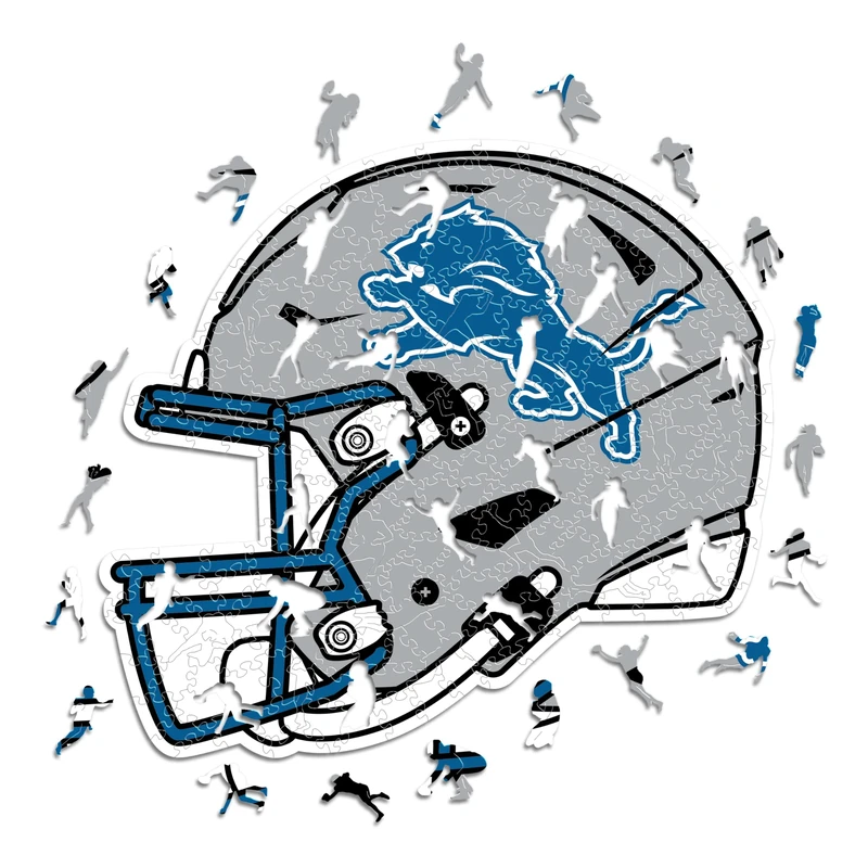 Iconic Puzzles - Detroit Lions Helmet, Wooden Puzzle officially licensed NFL, 100% sustainable, Gift for Adults and Children, size M, 270 Pcs