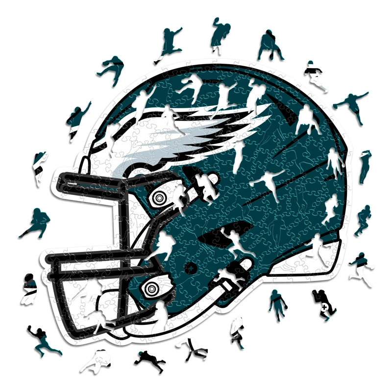 Iconic Puzzles - Philadelphia Eagles Helmet, Wooden Puzzle officially licensed NFL, 100% sustainable, Gift for Adults and Children, size L, 500 Pcs