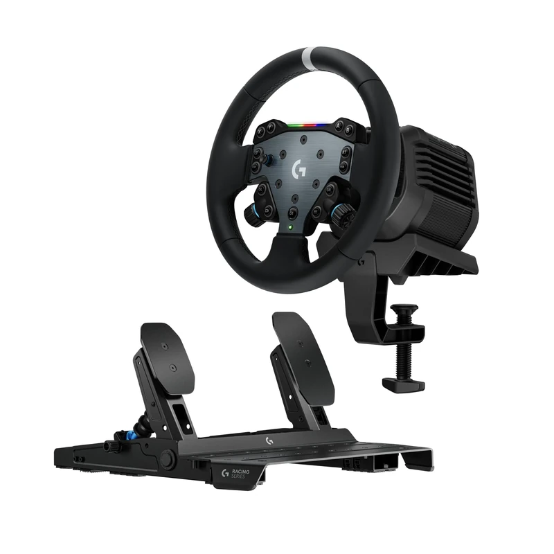 Logitech G RS50 System with RS Pedals: 4 PCS Sim Racing Setup - RS50 Wheel base 8 Nm Direct Drive, RS Wheel Hub, RS Round Wheel - 11-inch steering wheel & RS Pedals - For Xbox/PC