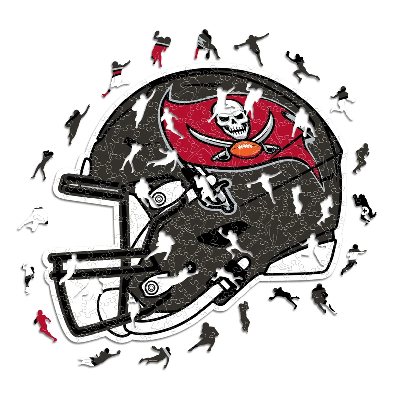 Iconic Puzzles - Tampa Bay Buccaneers Helmet, Wooden Puzzle officially licensed NFL, 100% sustainable, Gift for Adults and Children, size M, 270 Pcs