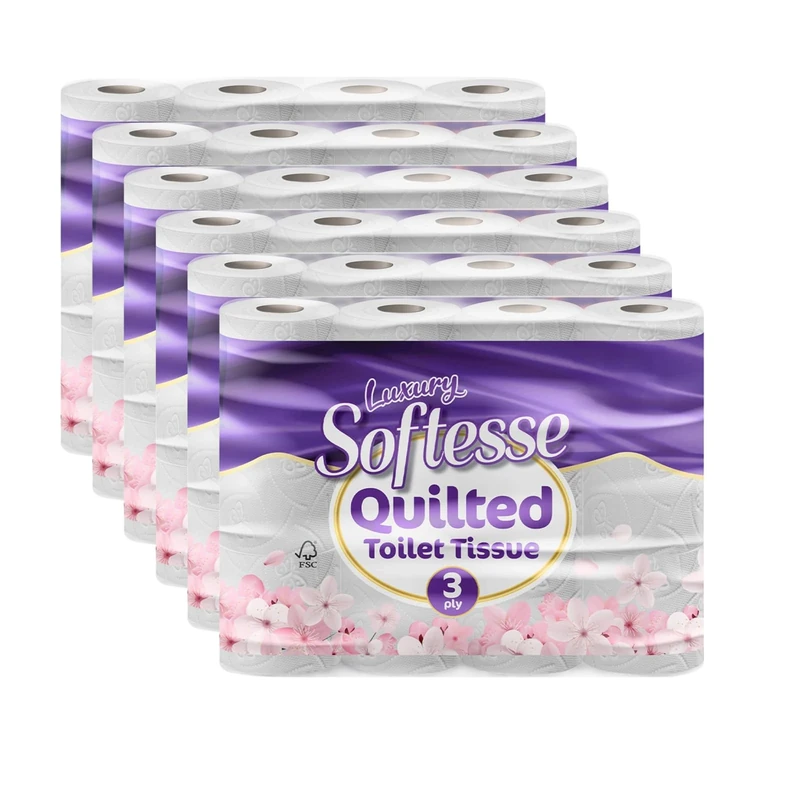 Softesse Toilet Paper 72 Rolls, 3 Ply Toilet Rolls Bulk Buy, Luxuriously Soft, Gentle and Hypoallergenic Sustainable Toilet Rolls - Quilted Toilet Roll for Your Family - Dermatologically Tested (72)