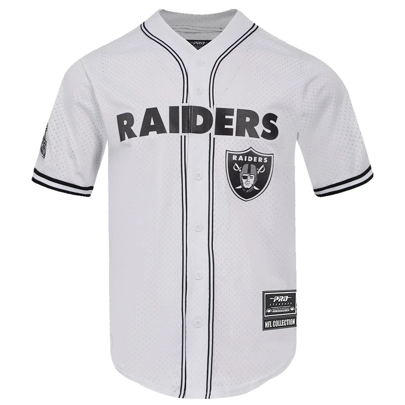 Pro Standard Mens NFL Las Vegas Raiders Mesh Button Down Top White/Black/White M