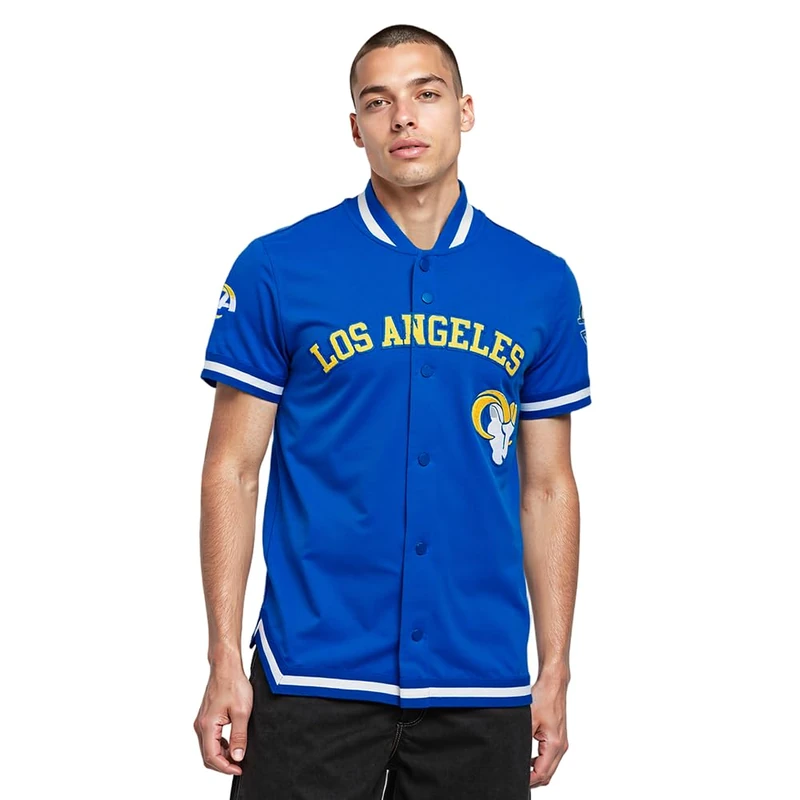 Pro Standard Mens NFL Los Angeles Rams Classic Chenille Button Down Royal Blue L