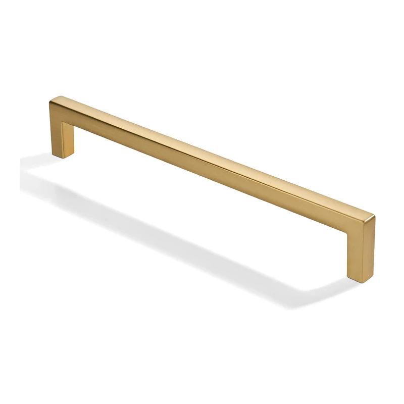 khtumeware 10 Pack 8inch(203mm) Hole Center Brushed Brass Cabinet Pulls Solid Heavy-Duty Square Cabinet Handles Drawer Pulls Kitchen Cabinet Hardware Kitchen Handle