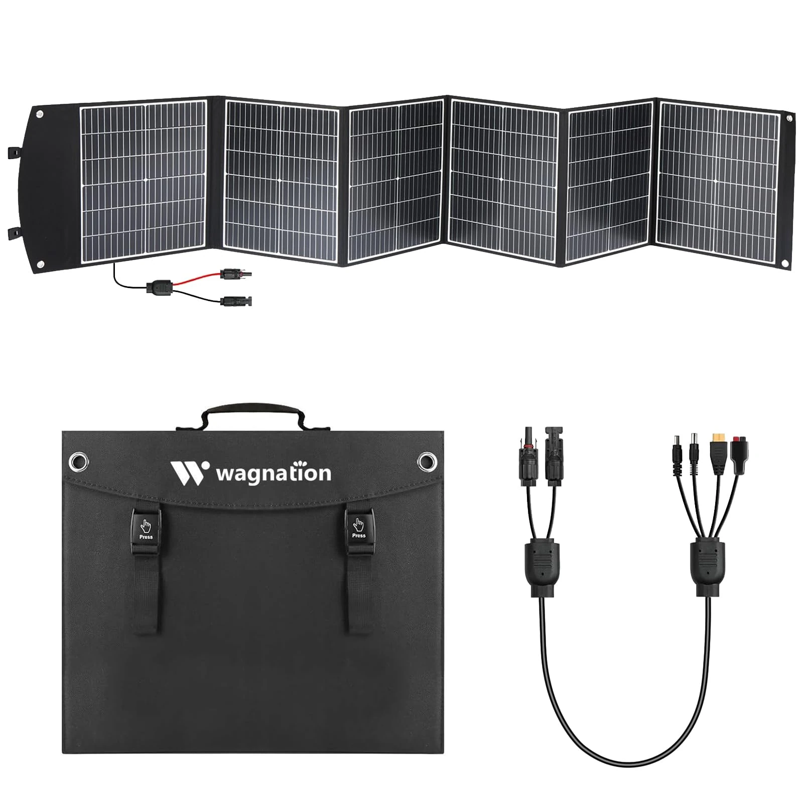 Portable Solar Panel, 200W Foldable Solar Panel Charger with Kickstands, USB-A QC3.0 USB-C PD45W & MC4 Output for Phone/Power Bank/Power Station, IP65 Waterproof for Camping Hiking RV Blackout