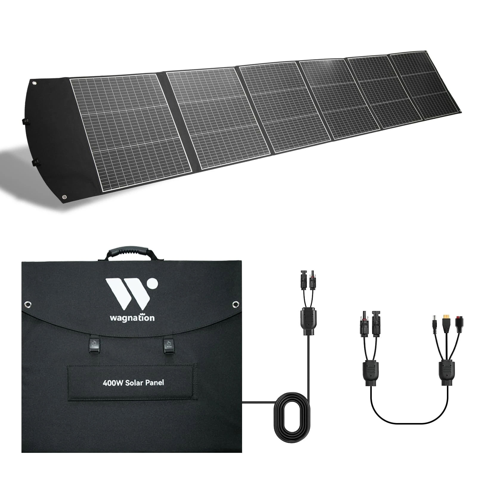 400W Portable Solar Panel, 40V Foldable Solar Panel Charger with Kickstands, MC4 Output for Power Station/Solar Generator, High Efficiency IP65 Waterproof for Camping Hiking RV Blackout
