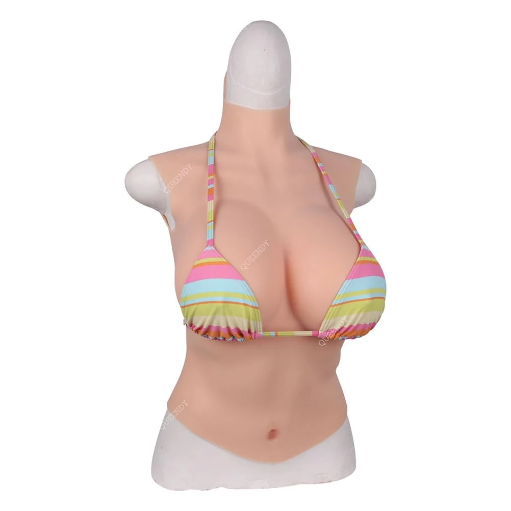 XZZXQNB Color 1,G Silicone, Silicone Breastplate Half-Body High Neck Fake Boobs for Crossdresser Silicone/Cotton Filled Breast Forms Transgender