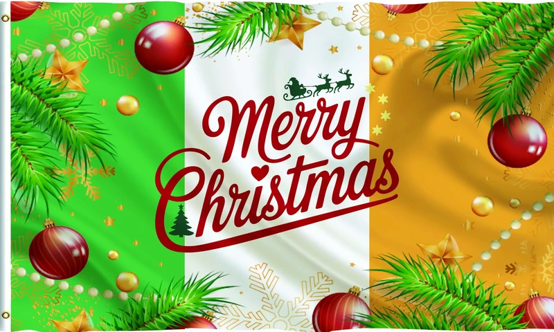 Ireland Merry Christmas Flag Union Jack UK Xmas Celebration Garden Decor Outdoor Banner Flag 5x3ft