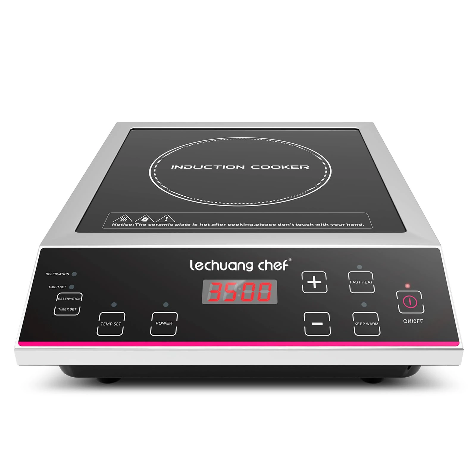 Lechuang Chef Single Induction Cooker, 3500w with 10-level Power Setting, 24-hours Timer, 50 kg Large Load Capacity, Temperature Control, Commercial Induction Cooktop