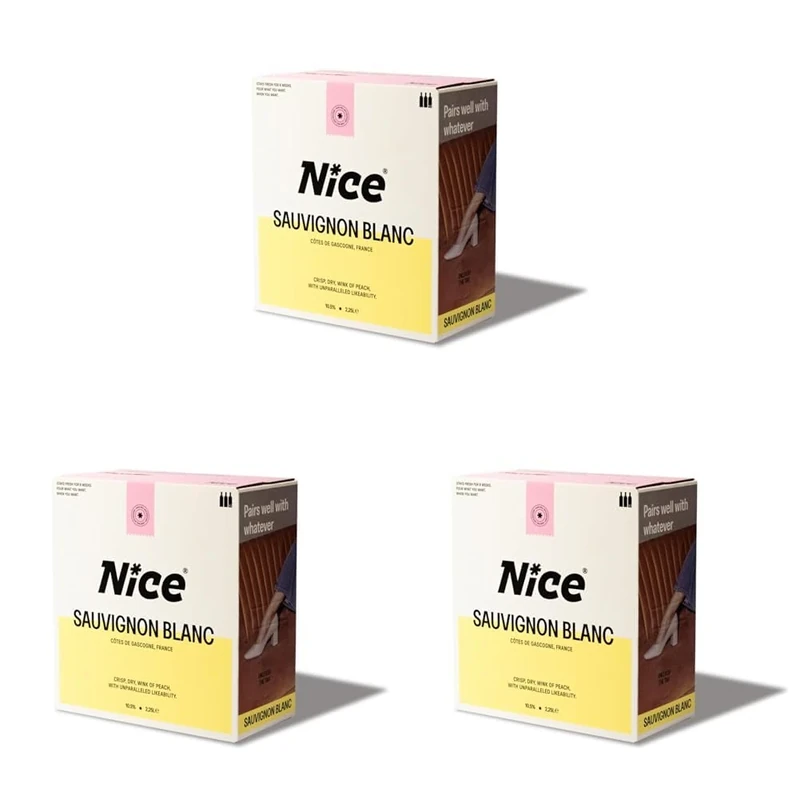 Nice Sauvignon Blanc, Wine in a Box, Crisp, French White Wine from Côtes de Gascogne, Stays Fresh for 6 Weeks, 1 x 2.25L Boxed Wine (Pack of 3)