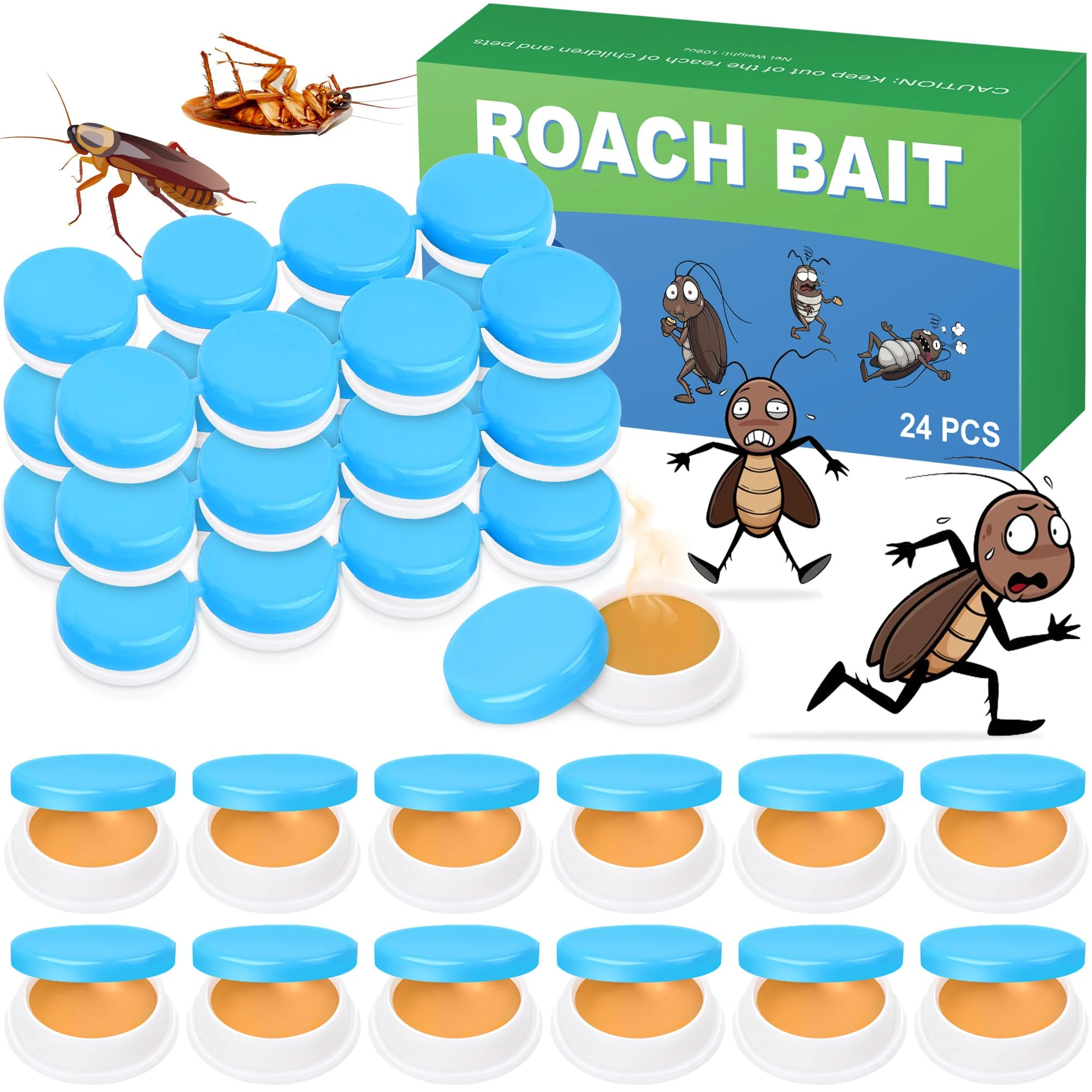 Roach Bait - Roach Traps Cockroach Bait Gel, Cockroach Killer Indoor Infestation, Get Rid of Roaches Permanently Indoor Home & Outdoor Infestation, Cockroaches Repellent Killer (24)