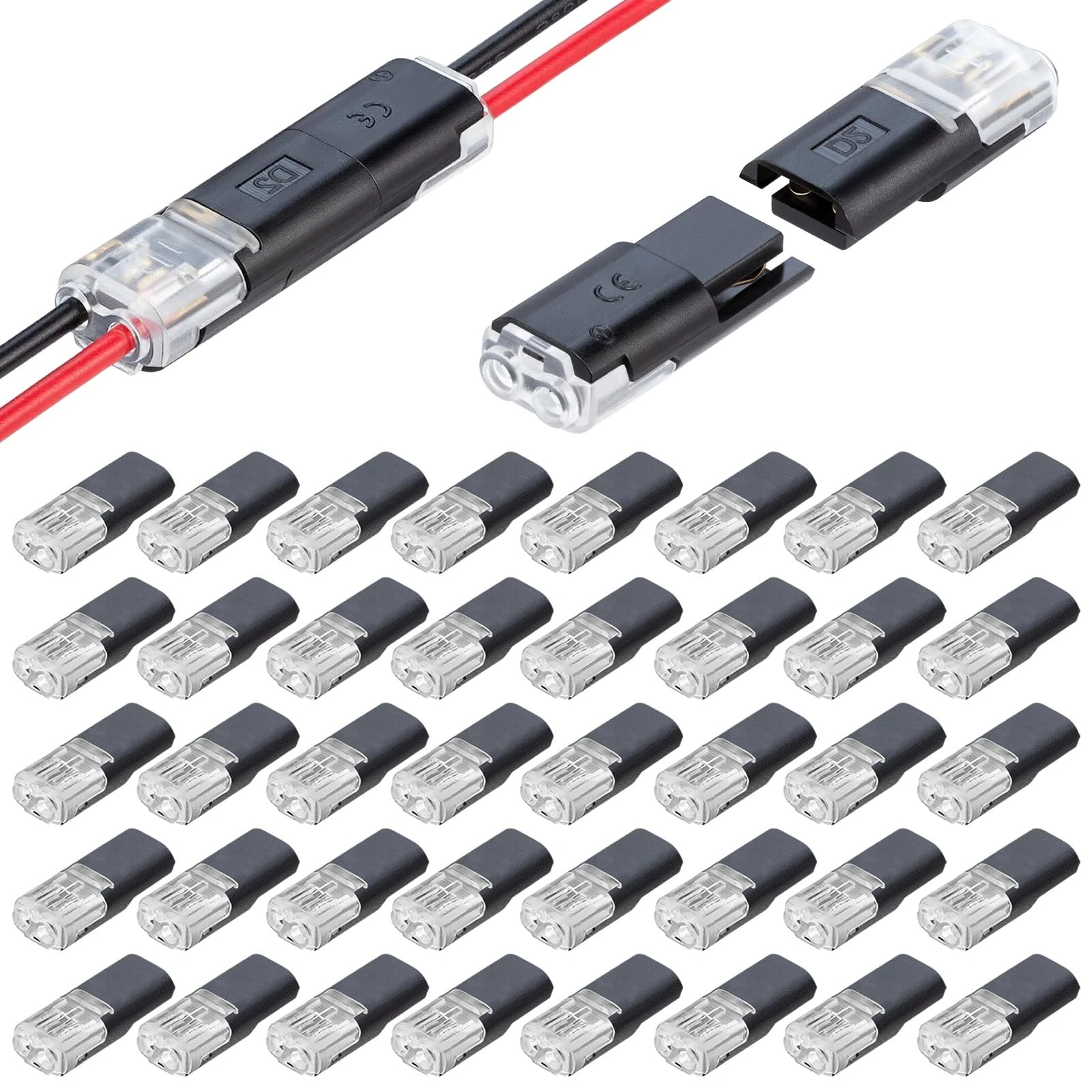 40 Pcs Waterproof Automotive Wire Connectors 2-Pin, 2-Pin Plug Cable Connectors, Quick 12V Automotive Wire Crimp Connectors for 18-22 AWG Wires, Plug-in Cable Terminals for Cars and Trucks.