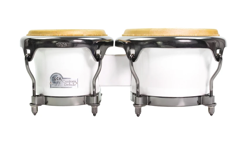 Toca Custom Deluxe Bongos - Fibreglass, Magarita Blanca, Black Chrome 4600FMB