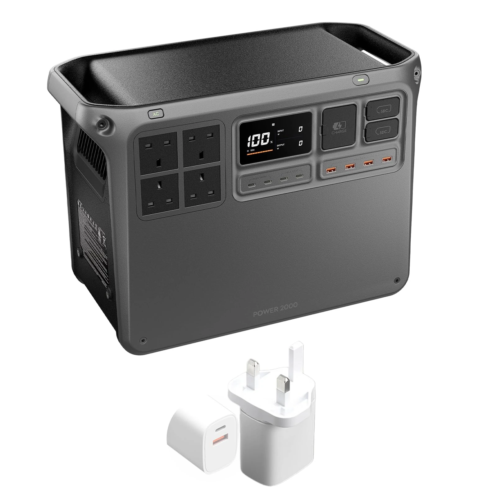 DJI Power 2000 Portable Power Station, 3000W Stable Output Solar Generator 2048Wh LFP LiFePO4 Battery+35W Plug, 45m Ultra-Fast Charging Off-Grid Electric Generator for Home Backup Outdoors RV Camping