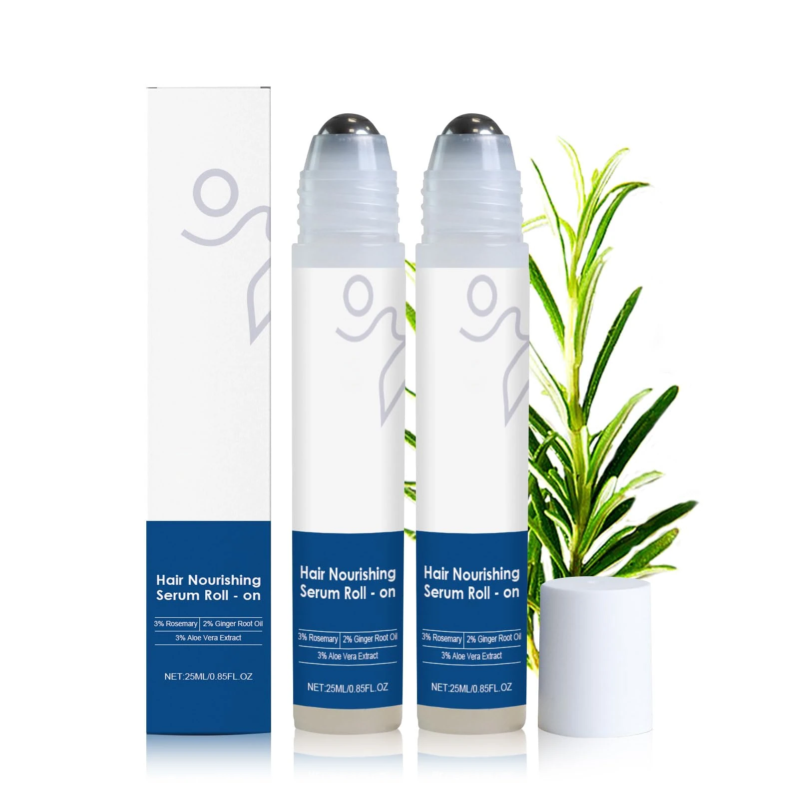 Rosemary Hair Growth Serum Roll On, Blocking Scalp Serum Thicker & Stronger Hair, Promotes Hair Growth & Stimulates Hair Follicles, Reduces Hair Loss, Paraben/Sulphate Free, Women & Men