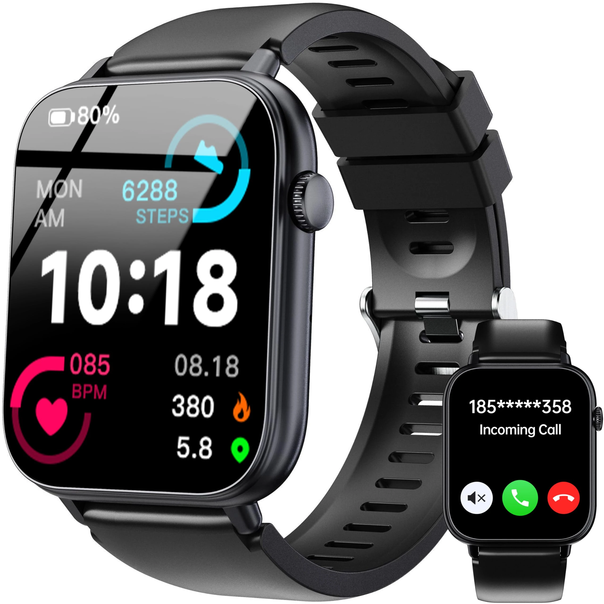 Smart Watch for Men Women, Answer/Make Call, 1.83"HD Screen Fitness Watch with Heart Rate/Sleep Monitor/SpO2/Pedometer, Activity Tracker 100+ Sport Modes, IP68 Waterproof Smartwatch for IOS Android