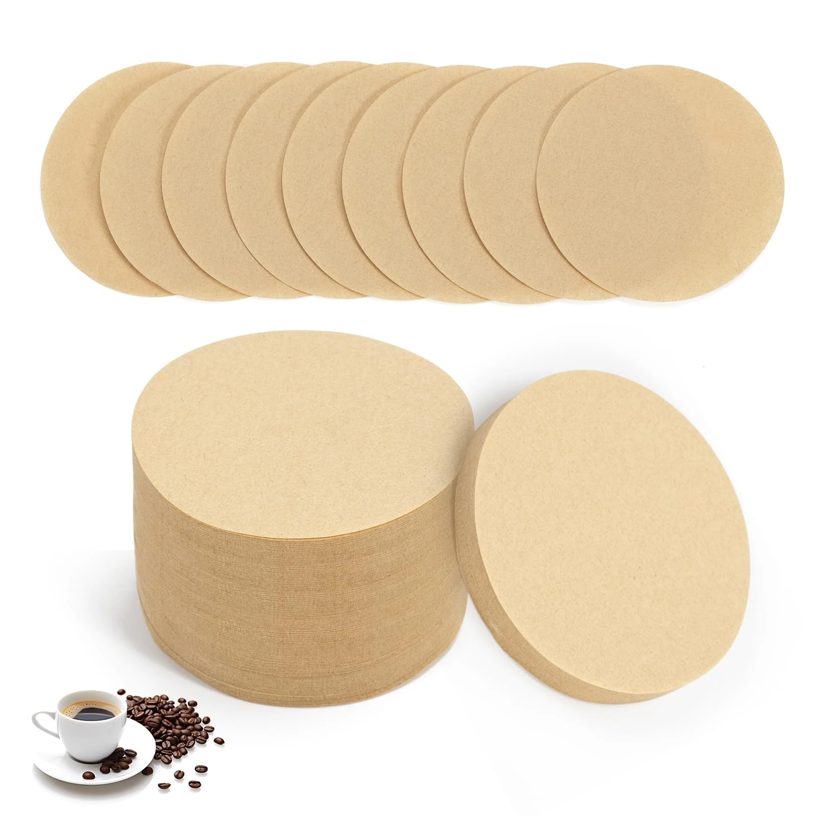 1200pcs Unbleached Coffee Filter Papers Compatible with Aero-Press, 64mm/2.5" Natural Round Paper, Brown Filters Paper Replacement for Espresso Coffee Makers