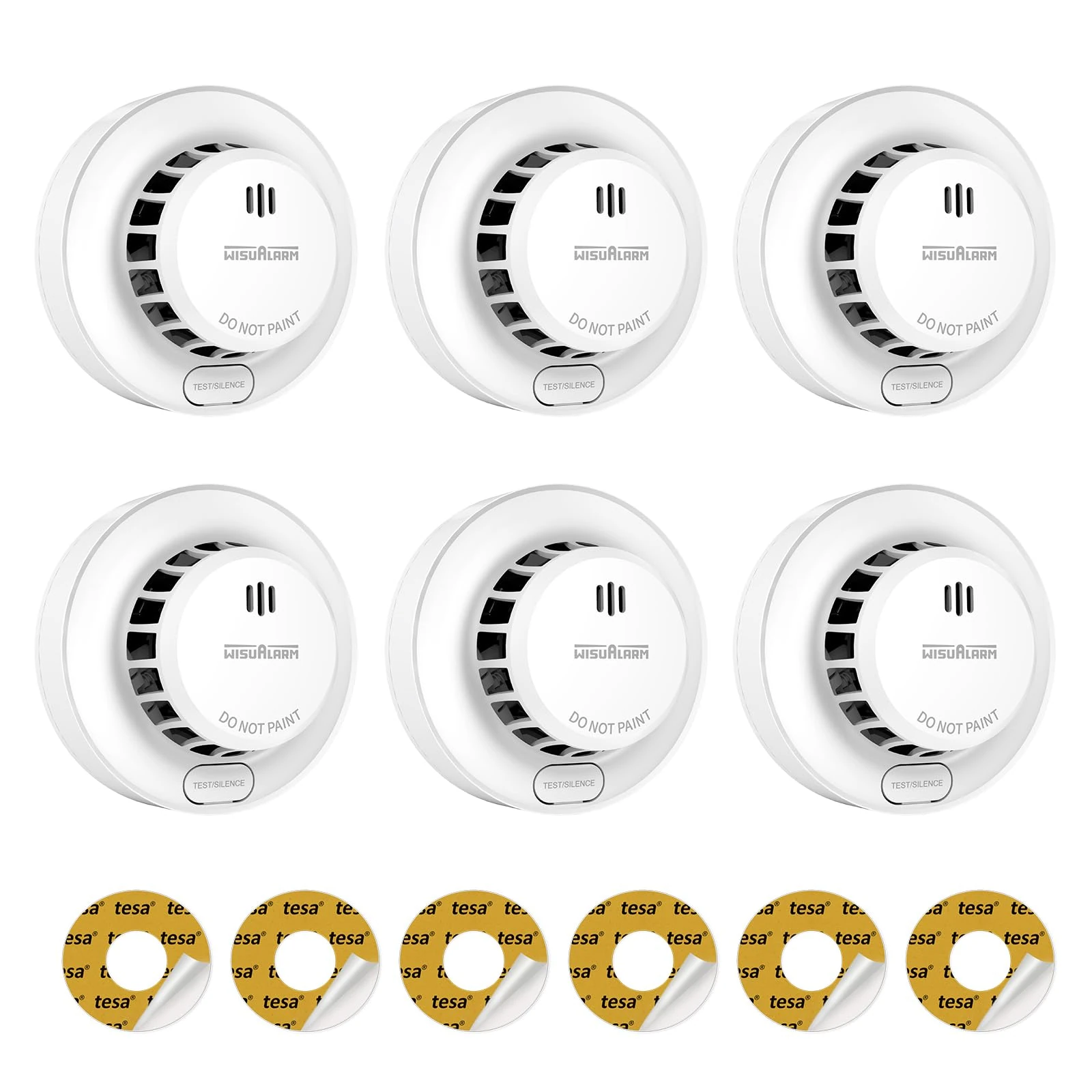 Wisualarm Smoke Alarm 10 Years Lifepan, 5 Years Battery, Smoke alarms for Home, with Replaceable Battery, Fire Alarm Test/Silence Button, Smoke Detector, 85dB, Conforms to EN14604, UKCA (6PCS)