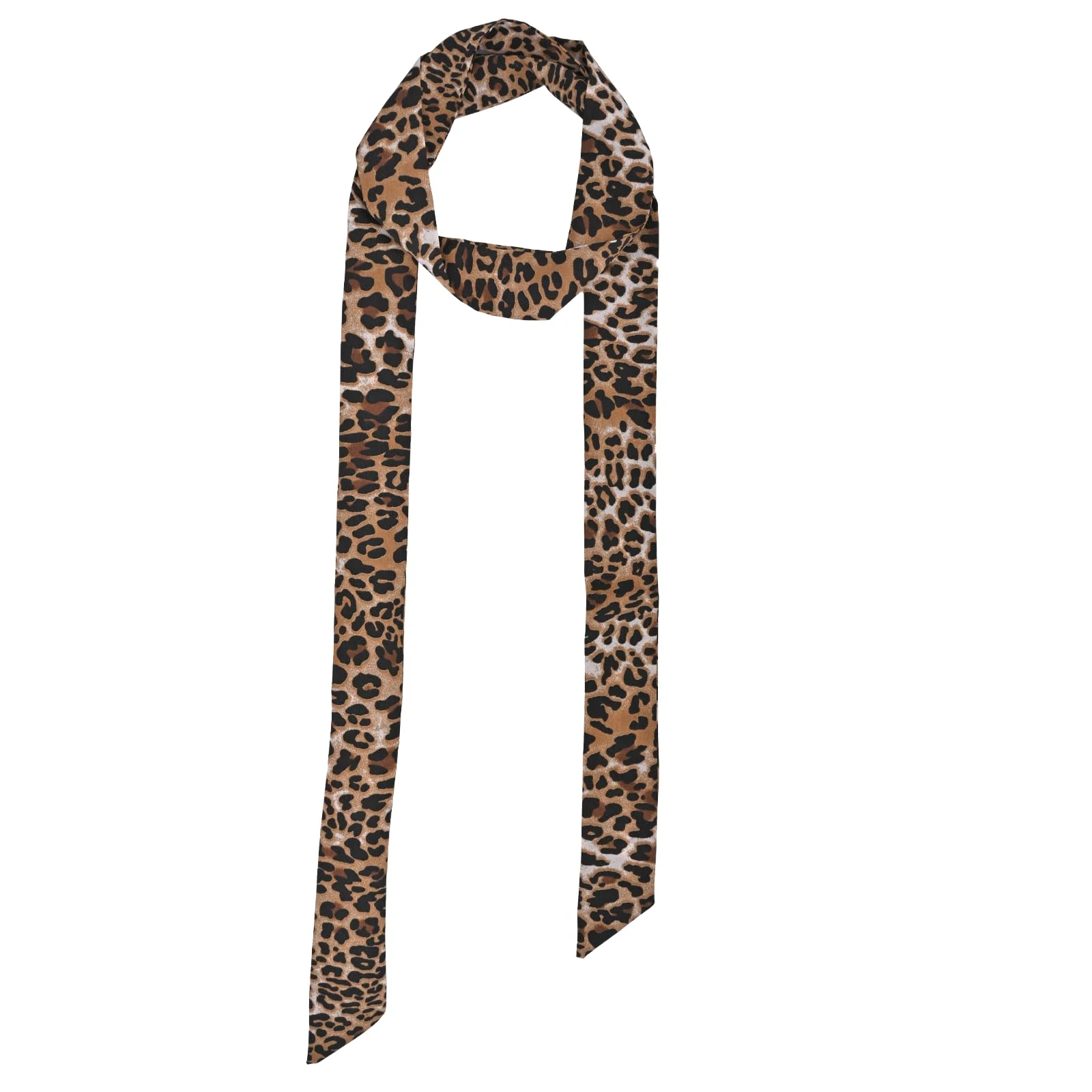 SGQTZDZQ Leopard Skinny Scarf, 75 Inches Neck Scarf for Women Girls, Hair Scarfs Bandana Silk Leopard Print Scarves（Black） (Brown)