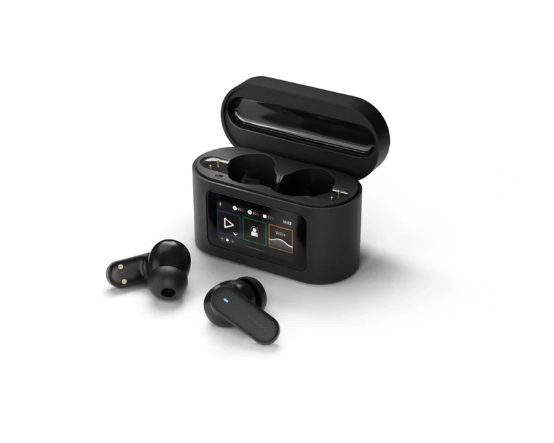 Philips TAT6000BK True Wireless Earbuds with Smart Charging Case, Noise Cancelling, 4 Mics, Dynamic Bass, 28H Playtime, Bluetooth 5.4, IPX5, Touch Controls, Voice Assistant - Black