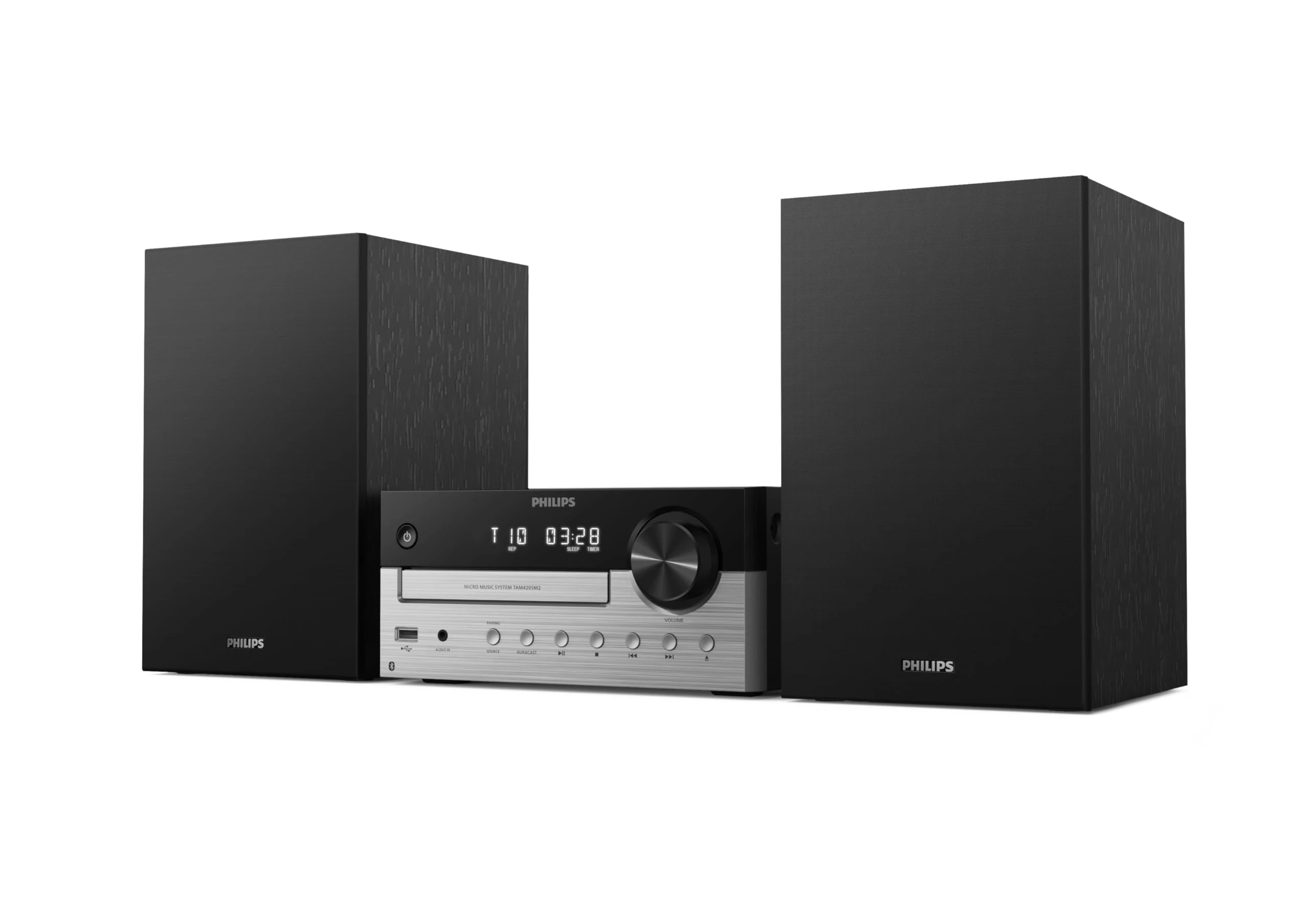 Philips TAM4205M2 Micro Hi-Fi System – 80W, Bass Reflex Speakers, CD, FM, USB, Audio-in, Bluetooth 5.4, Auracast, Digital Sound Control, Remote, Eco Packaging