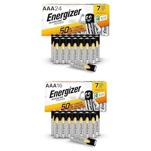 Energizer Alkaline Power AAA 40-Pack (AAA 16pk + 24pk)