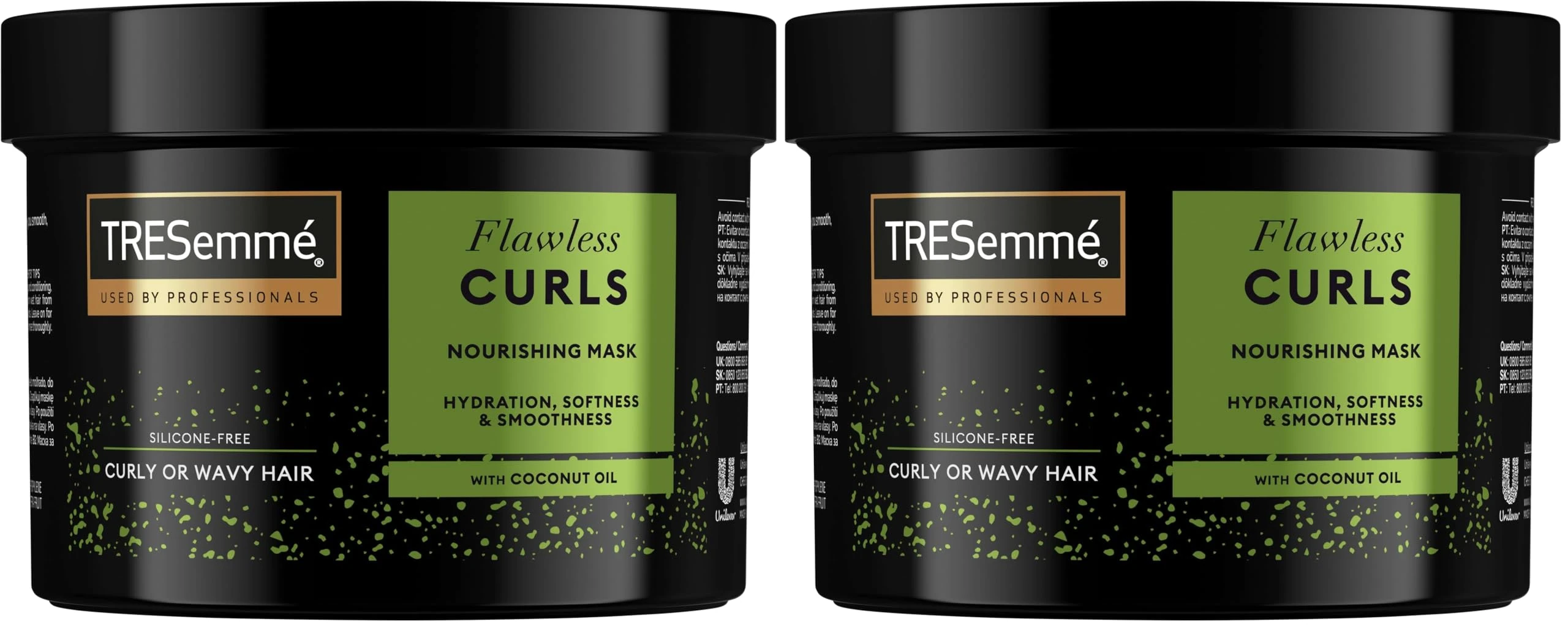 TRESemmé Flawless Curls Nourishing Hair Mask - with Coconut Oil & Ceramide for Deep Hydration, Softness & Bounce – Silicone-Free Treatment for Dry, Curly & Wavy Hair 440 ml (Pack of 2)
