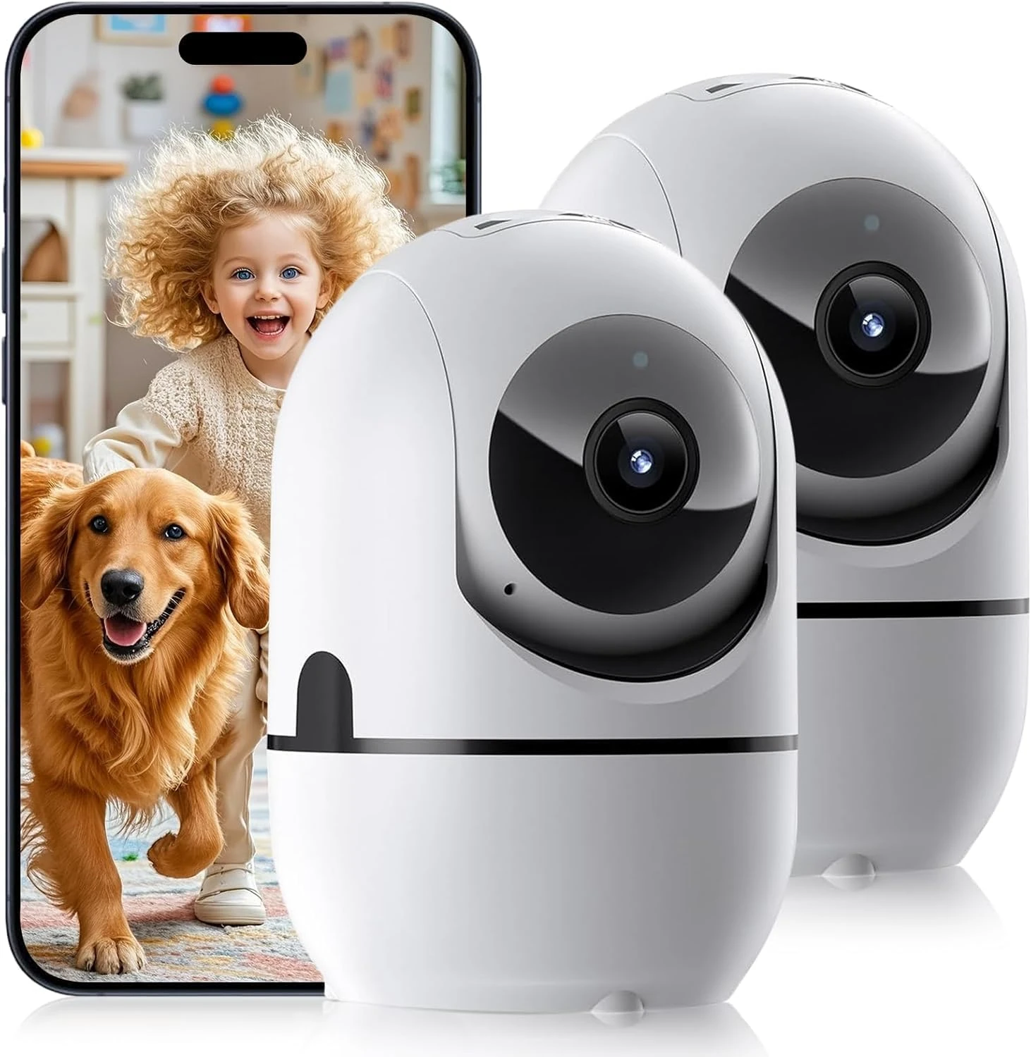 JWQPO Indoor Security Camera, 5G&2.4G WiFi Security Cameras for Home Security, 360° Baby Monitor/Pet Camera with App,Motion Sensor Camera,2-Way Talk,Night Vision,TF/CloudStorage (2Pack)