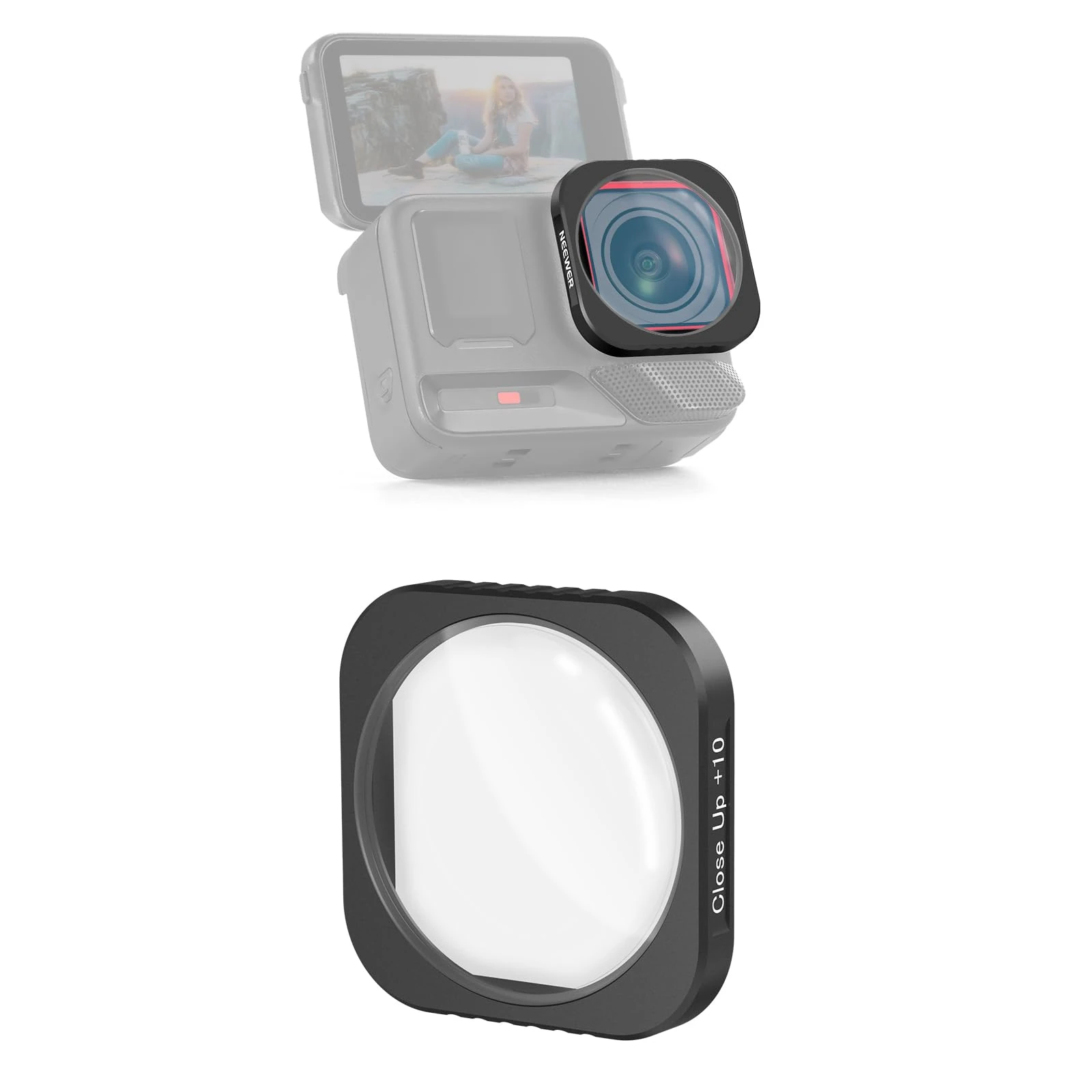 NEEWER 10X Macro Lens Compatible with Insta360 Ace Pro/Ace Pro 2, Action Camera Magnification Lens for Macro Photography Close Up, Focus Distance: 7-10cm, Not Waterproof, LS-C40