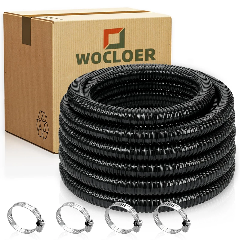 Pond Tubing 1” × 50 Feet Black Flexible PVC Pond Hose,Garden Pond PVC Tube - Reinforced, Kink-Resistant Tubing for Pumps, Fountains & Waterfalls,1" Dia