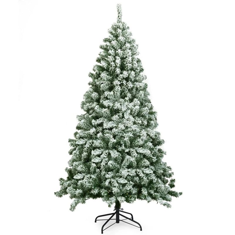 FANTASK Artificial Christmas Tree with Snow, Christmas Tree with Folding Metal Stand, Artificial Tree for Home, Office, Shops (180 cm)