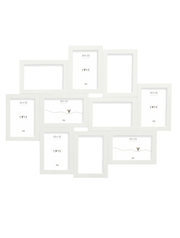 DEKNUDT FRAMES S68UC1P10 Picture Frame for 10 Photos 10 x 15 cm for Hanging 48 x 59 cm White