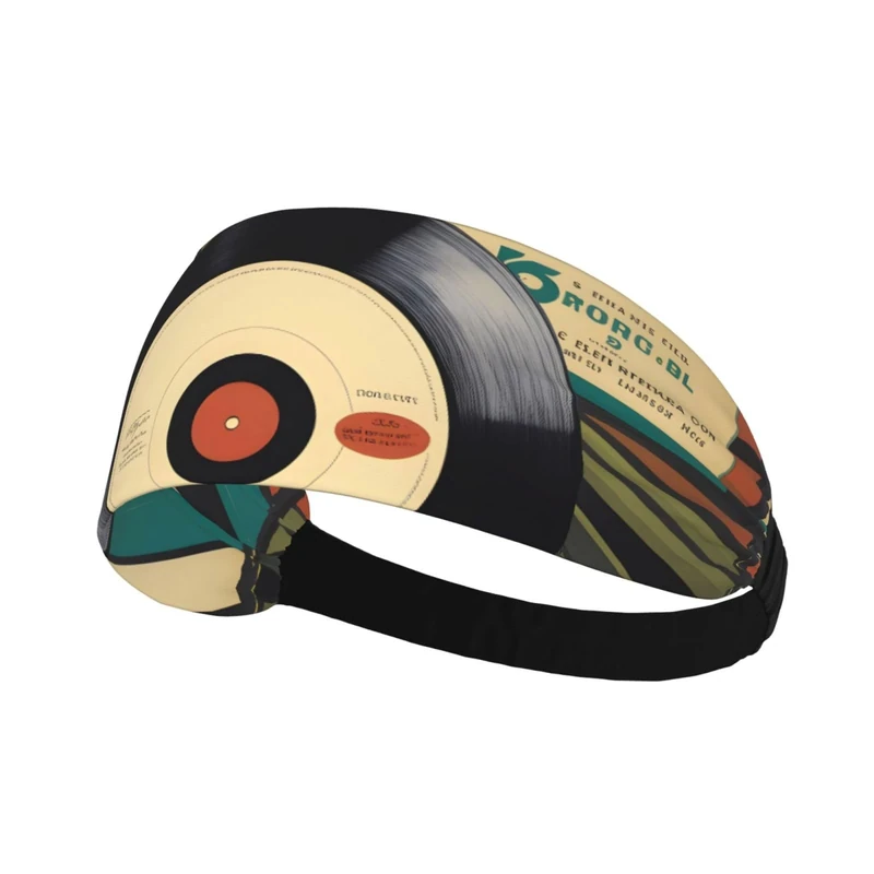 MSRHIUEF Vintage Vinyl Record Print Sports Headband - Image 1
