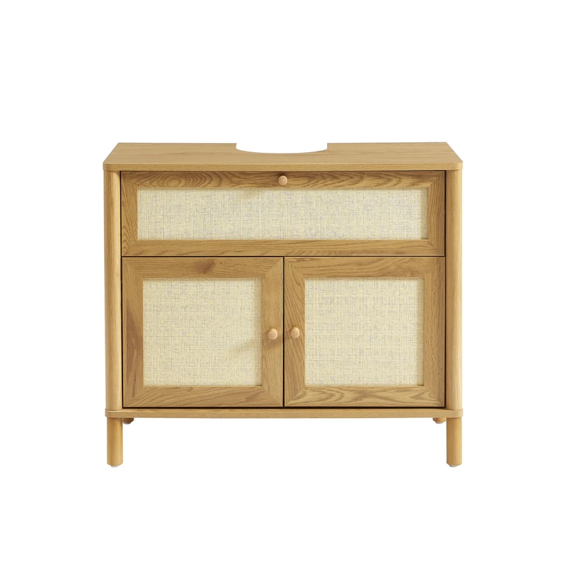 BAÏTA HAIDA Bathroom Furniture in Oak Effect and Rattan Weave