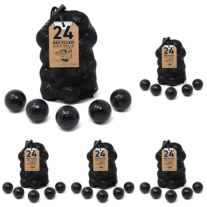 Second Chance 24 Black Optic Mix Golf Balls with Carry Bag (Pack of 5)