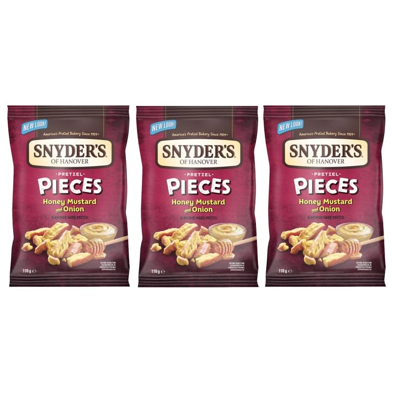 Snyder’s of Hanover Pretzel Pieces, Assorted Flavours - Honey-Mustard 110g (Pack of 3)