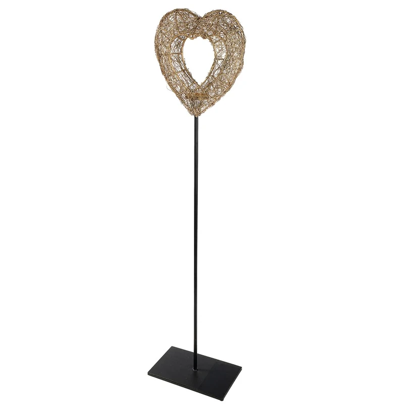 GILDE Golden Heart Tea Light Holder Iron Matt Gold Height 121 cm x Width 24 cm Heart Shape - Image 1