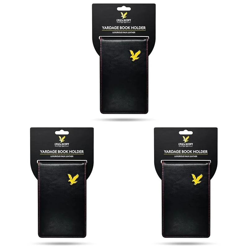 Lyle & Scott Unisex Golf Yardage Book Holder, Black (Pack of 3)