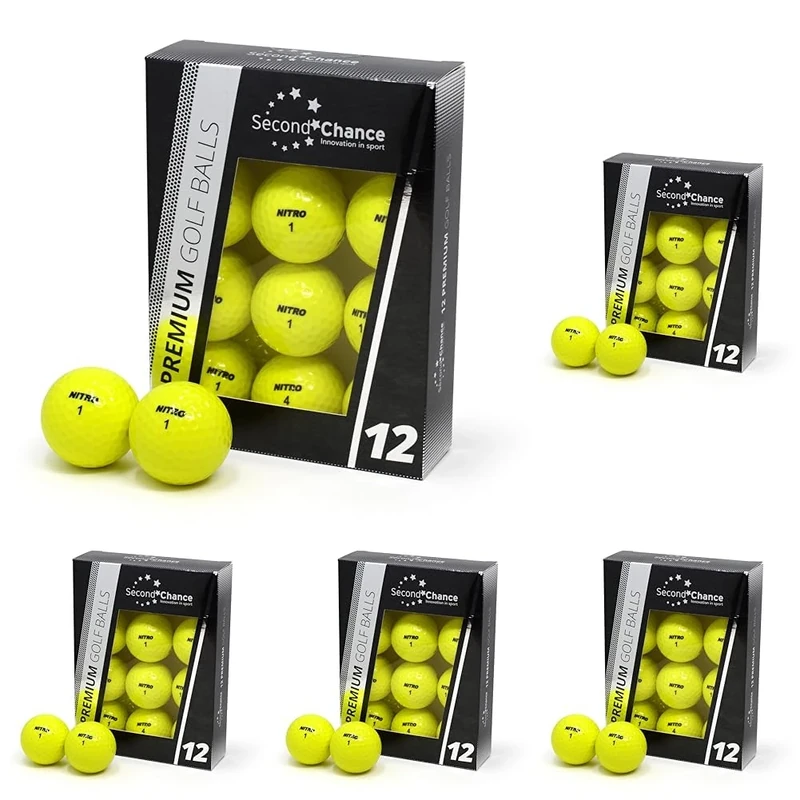 Second Chance Recycled Lake Golf Balls, 60 Pack, Mixed Golf Balls, Ideal for Practice and Play, Golf Ball Assortment, Yellow