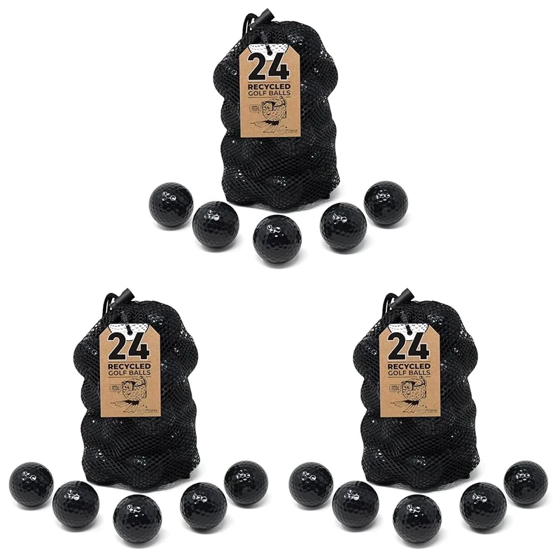 Second Chance 24 Black Optic Mix Golf Balls with Carry Bag (Pack of 3)