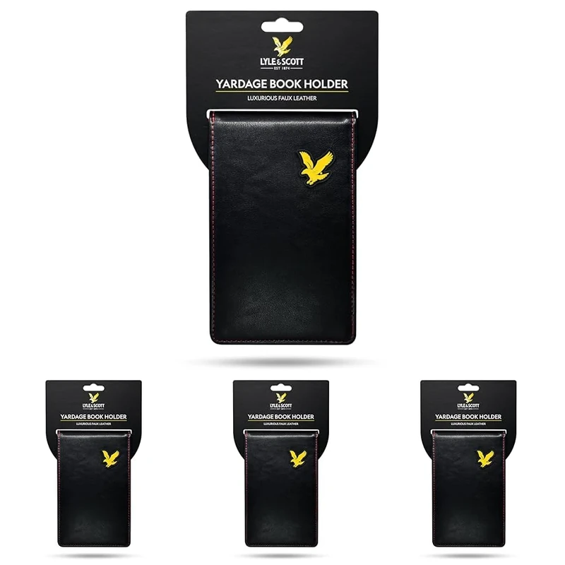 Lyle & Scott Unisex Golf Yardage Book Holder, Black (Pack of 4)