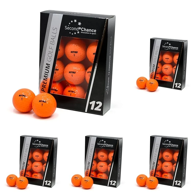 Second Chance Recycled Lake Golf Balls, 60 Pack, Mixed Golf Balls, Ideal for Practice and Play, Golf Ball Assortment, Orange