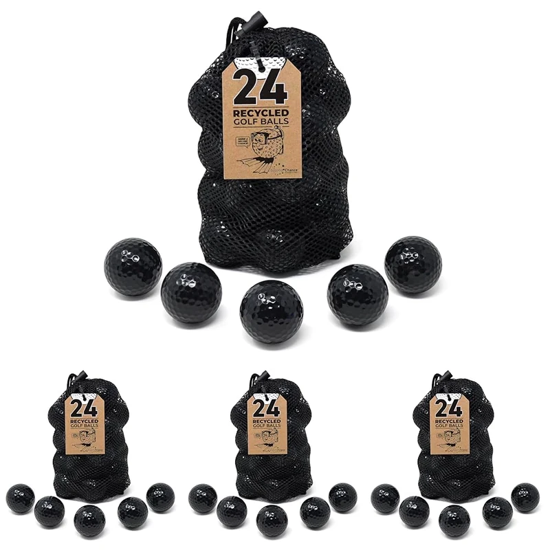 Second Chance 24 Black Optic Mix Golf Balls with Carry Bag (Pack of 4)