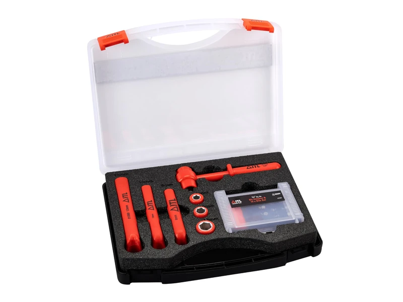 ITL 1/4″ Drive 1,000V Insulated Socket & Ring Wrench Set – IEC60900 & ASTM F1505 Certified, Impact & Flame Resistant, Supplied in Protective Case