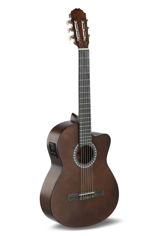 GEWA E-Acoustic Classical Guitar Basic - Classic Electro - 4/4 - Body Limewood - Pickup 4-Band EQ with Tuner - Cutaway - Walnut Colour